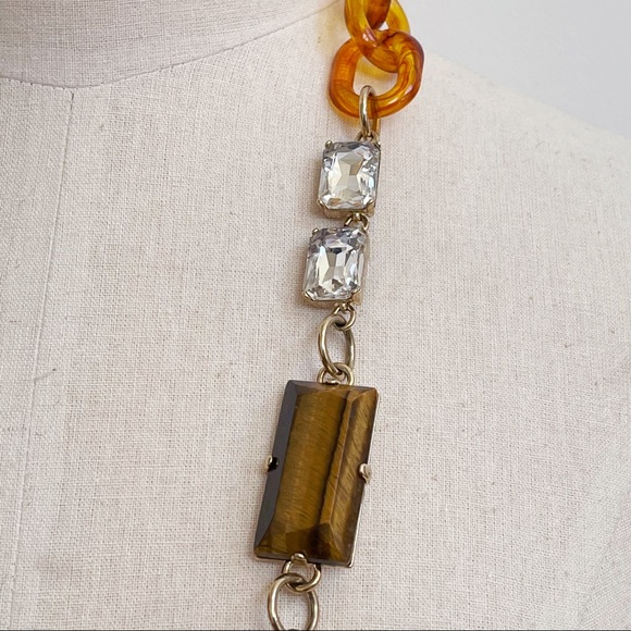 Ann Taylor Tigers Eye Tortoise Shell Long Necklace - Picture 4 of 10